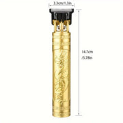 Professional Men's Hair Clipper Kit – Dragon Design in Golden, Black & Copper, Rechargeable with 400mAh Lithium Battery