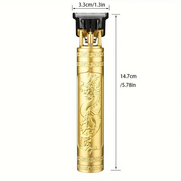 Professional Men's Hair Clipper Kit – Dragon Design in Golden, Black & Copper, Rechargeable with 400mAh Lithium Battery