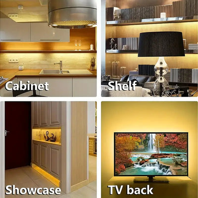 USB-Powered LED Strip Lights, Warm White – 30 LEDs/m, Curved Design, Multiple Length Options