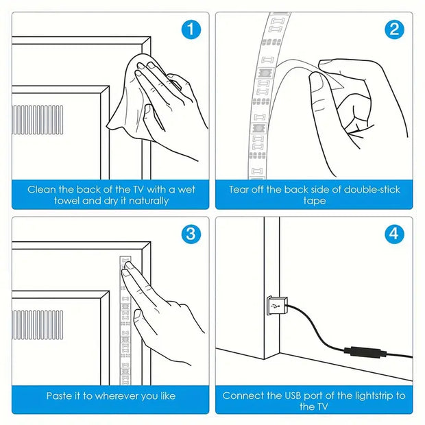 USB-Powered LED Strip Lights, Warm White – 30 LEDs/m, Curved Design, Multiple Length Options