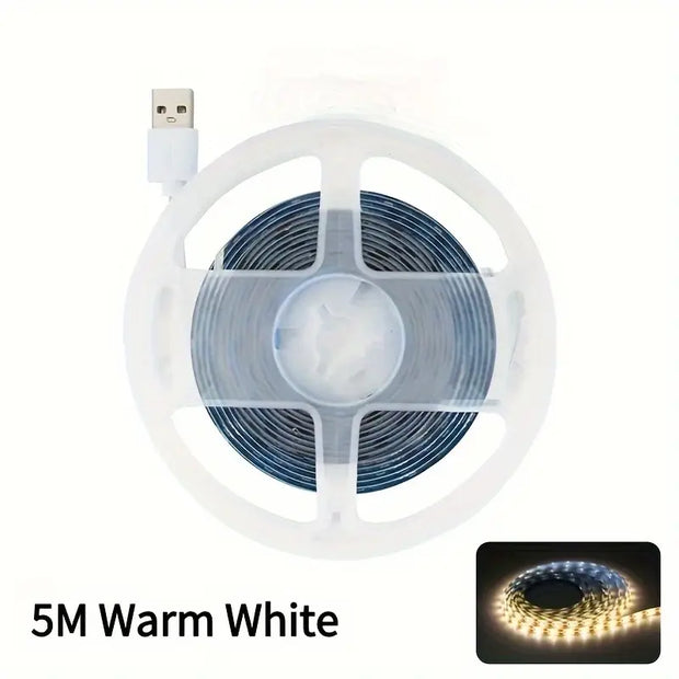 USB-Powered LED Strip Lights, Warm White – 30 LEDs/m, Curved Design, Multiple Length Options