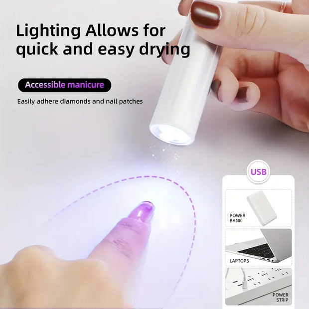 Portable UV Nail Curing Lamp – Mini Handheld LED Gel Dryer, USB Powered, Quick-Dry & Cordless